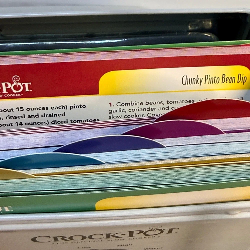 Crock-Pot Recipe Card Collection Tin Box with Slow Cooker Recipes Collectible